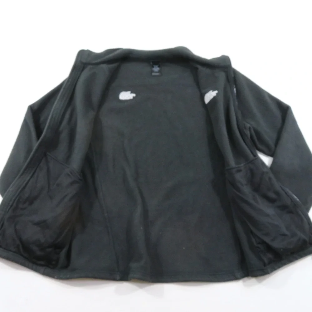 The North Face Fleece Jacket Black Gray Logo Zip Front Mens XL
